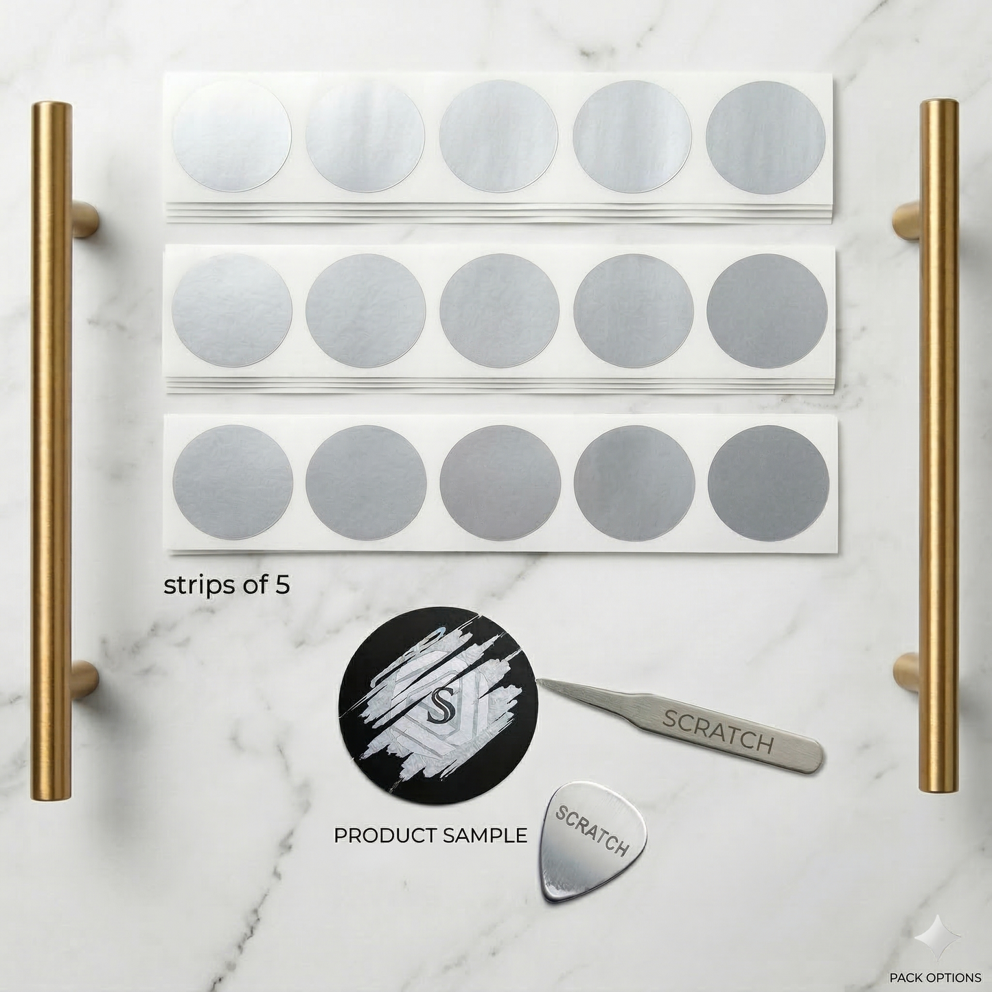 100 x Scratch off Stickers 25mm / 1" Round Silver