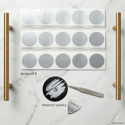 100 x Scratch off Stickers 25mm / 1" Round Silver