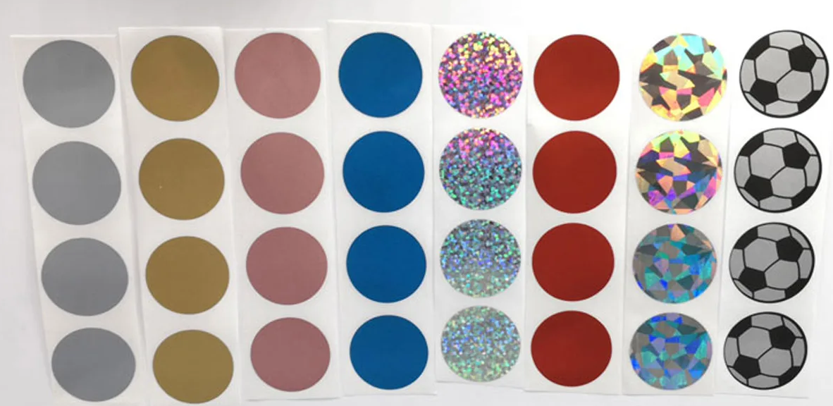 Round Scratch off Stickers 12mm to 25mm diameter
