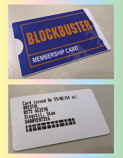 Blockbuster Video Club Membership Card, Personalised Reproduction
