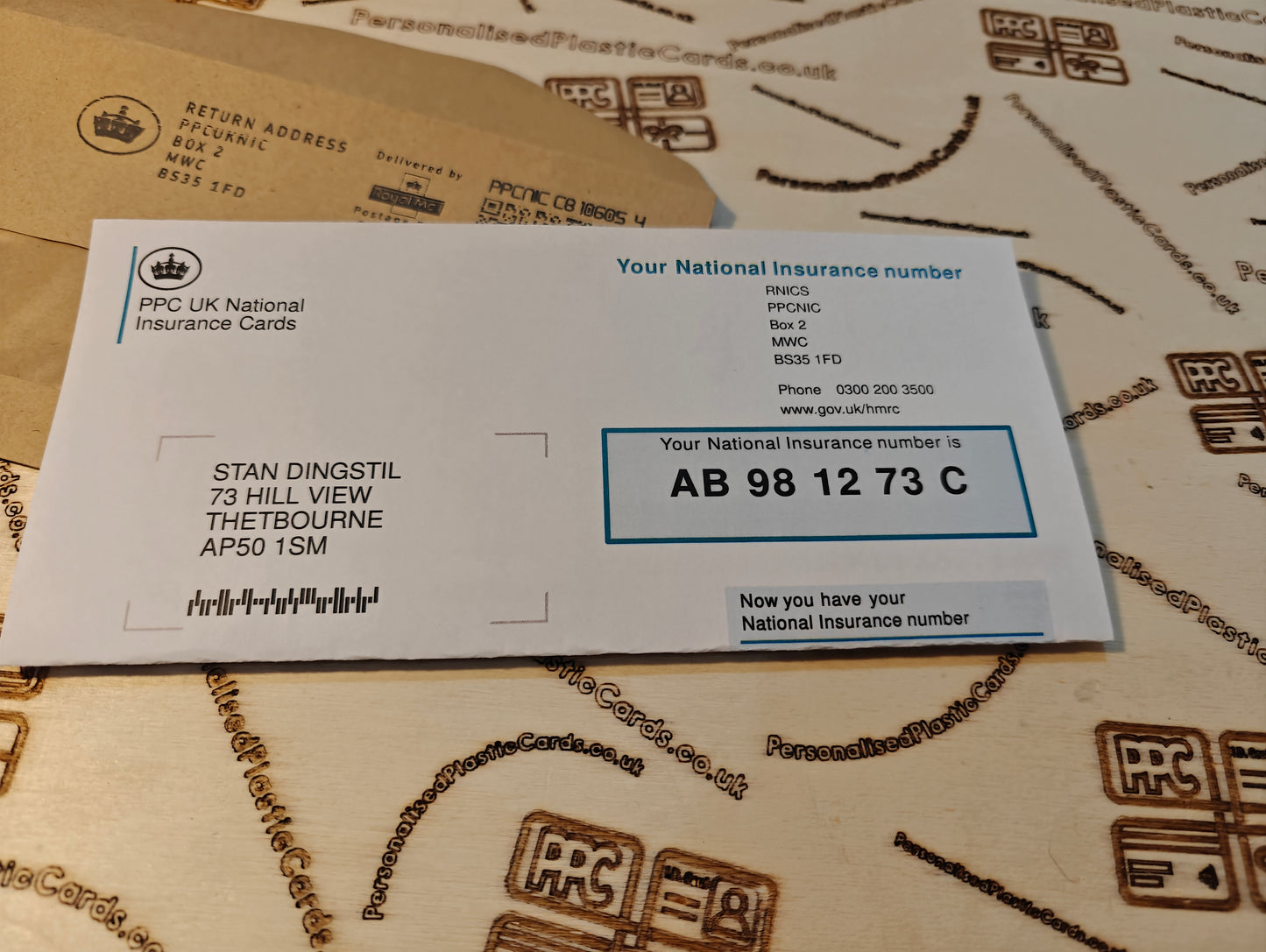 National Insurance Number Card with cover letter for 16 year olds