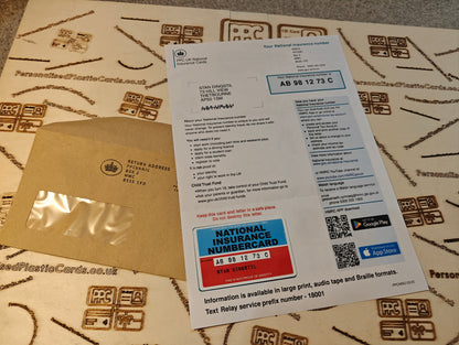 National Insurance Number Card with cover letter for 16 year olds