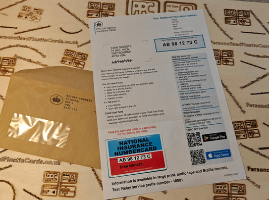 National Insurance Number Card with cover letter for 16 year olds