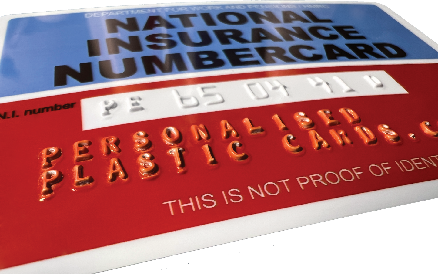 National Insurance Number Card Replacement. Printed, Lasered or Embossed