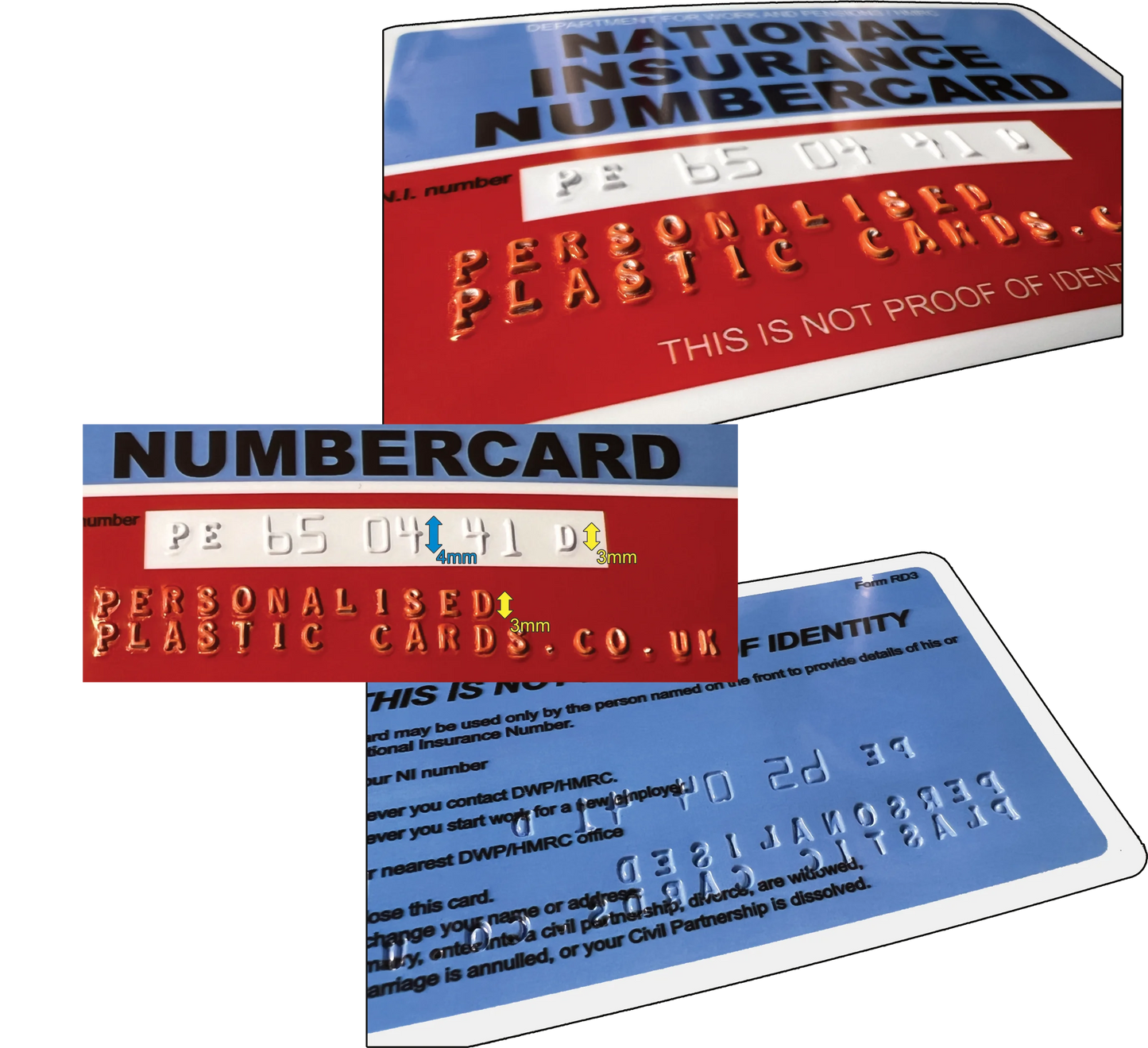 National Insurance Number Card Replacement. Printed, Lasered or Embossed