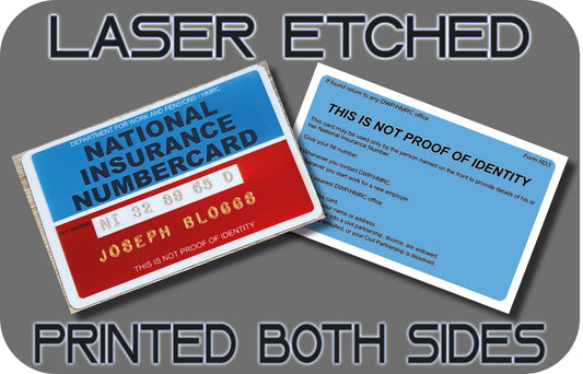 National Insurance Number Card Replacement. Printed, Lasered or Embossed